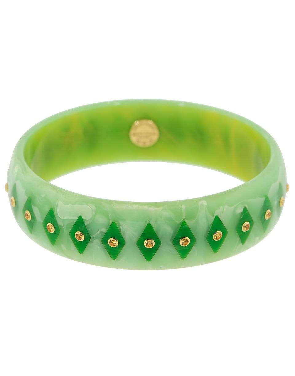 MARK DAVIS-Green and Yellow Sapphire Bakelite Bangle-YELLOW GOLD