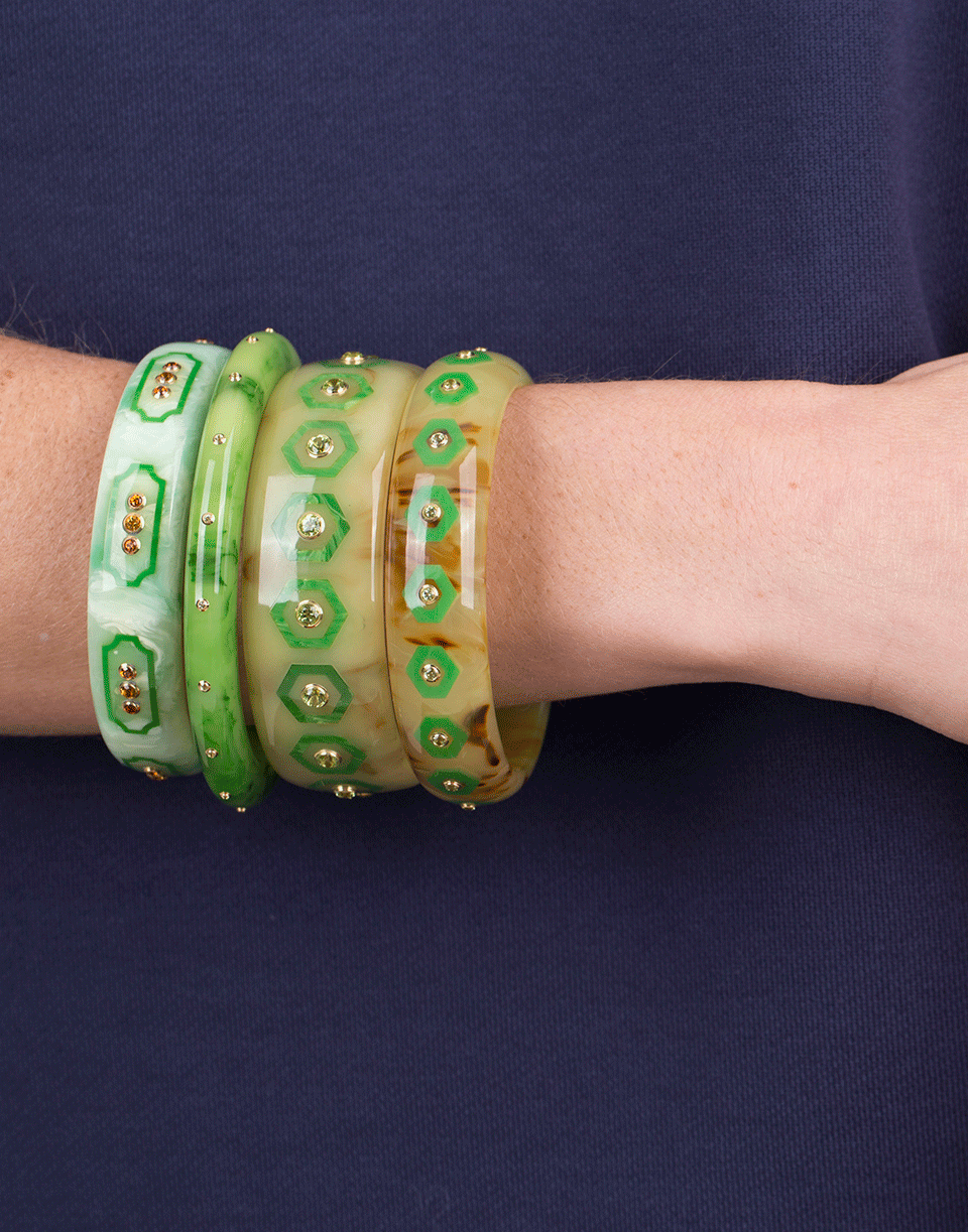 MARK DAVIS-Green Bakelite Bangle-YELLOW GOLD