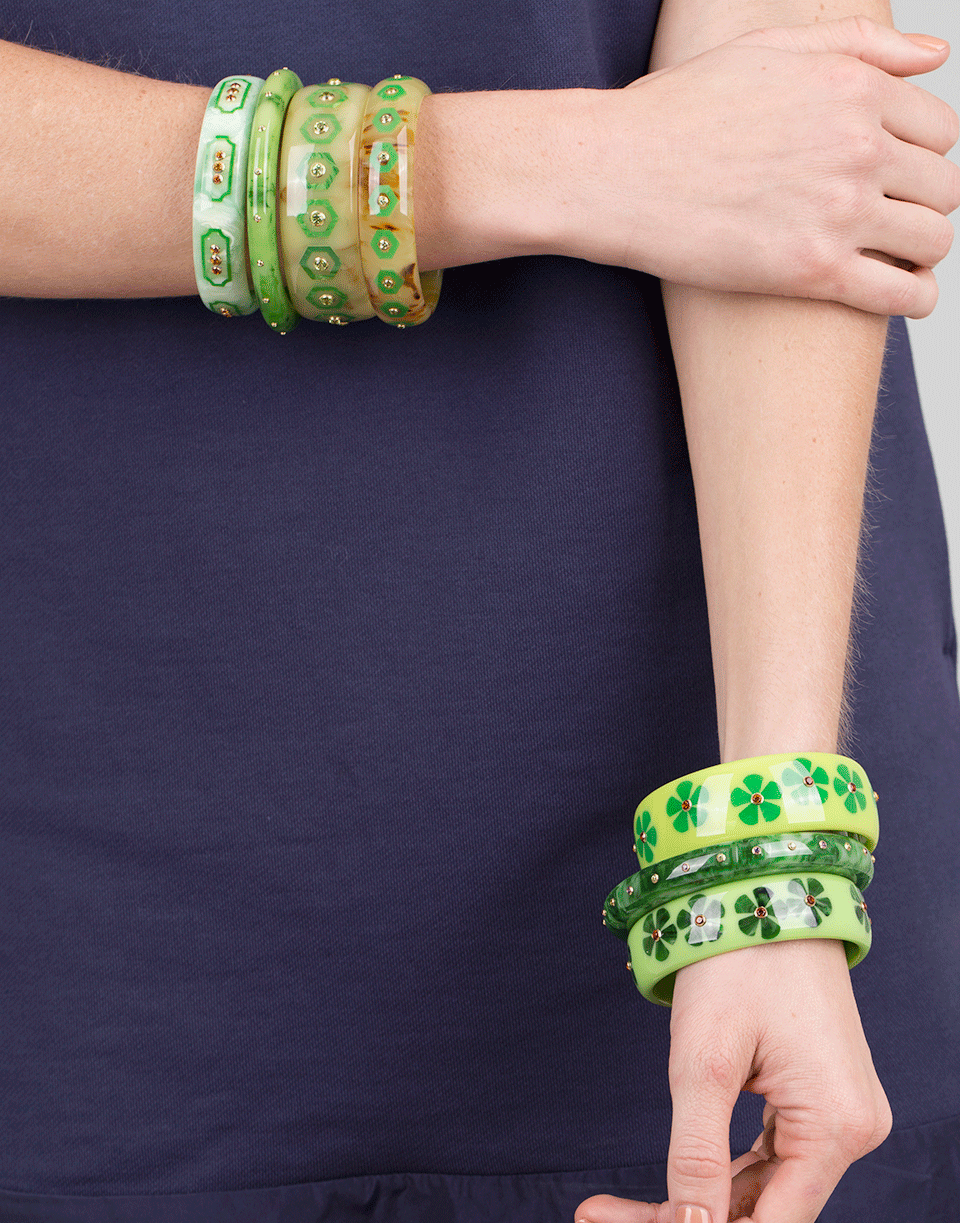 MARK DAVIS-Green Bakelite Bangle-YELLOW GOLD