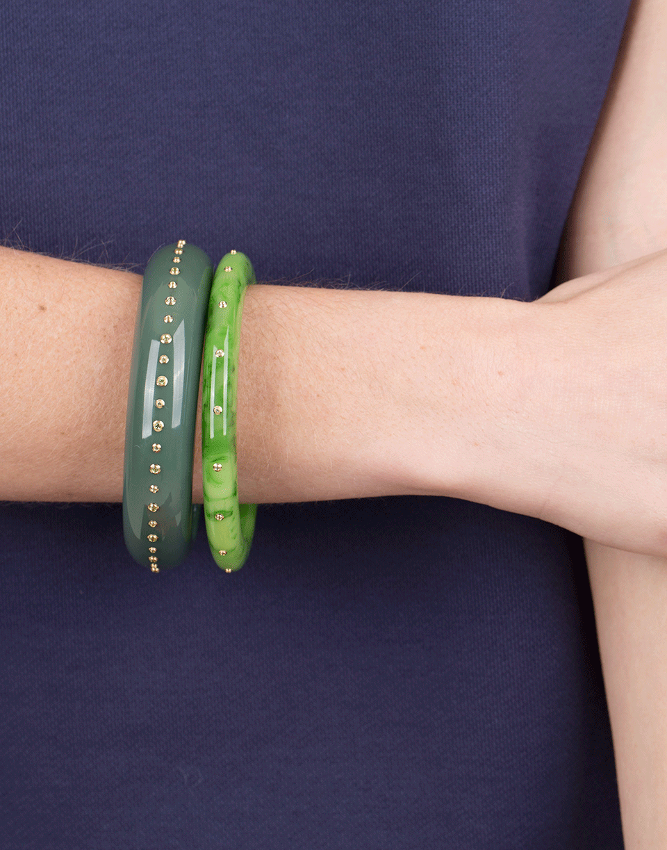 MARK DAVIS-Green Bakelite Bangle-YELLOW GOLD