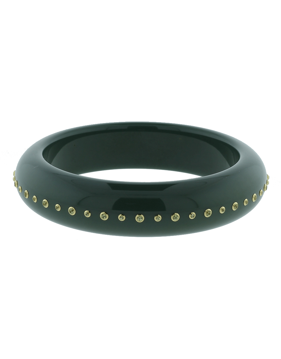 MARK DAVIS-Green Bakelite Bangle-YELLOW GOLD