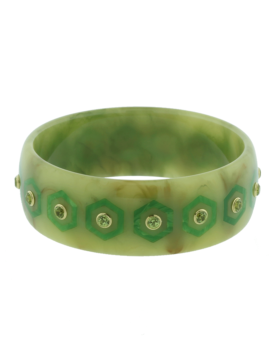 MARK DAVIS-Green Bakelite Bangle-YELLOW GOLD