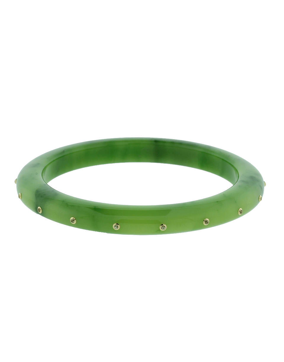 MARK DAVIS-Green Bakelite Bangle-YELLOW GOLD
