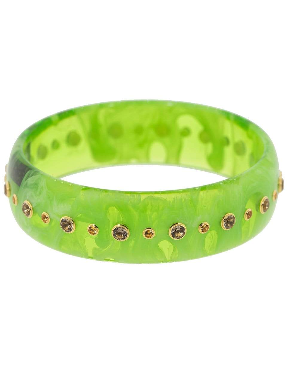 MARK DAVIS-Green Citrine and Smokey Quartz Bakelite Bangle-YELLOW GOLD