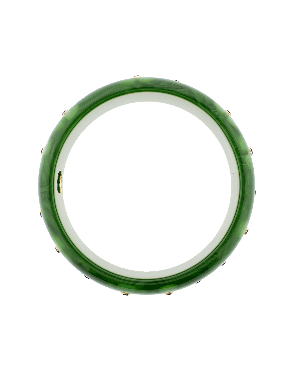 MARK DAVIS-Green Flower Bakelite Bangle-YELLOW GOLD