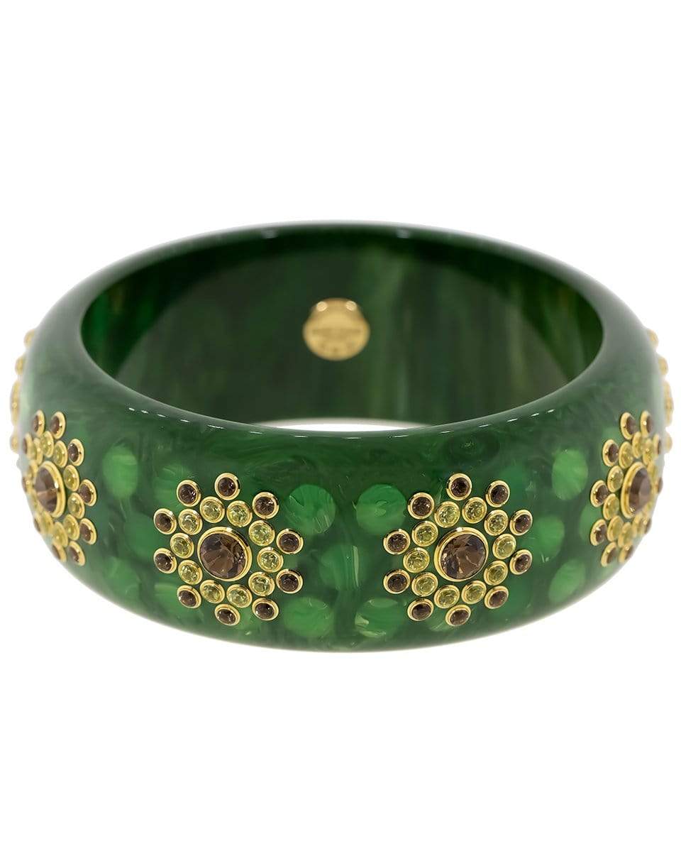 MARK DAVIS-Green Peridot and Smoke Quartz Bakelite Bangle-YELLOW GOLD