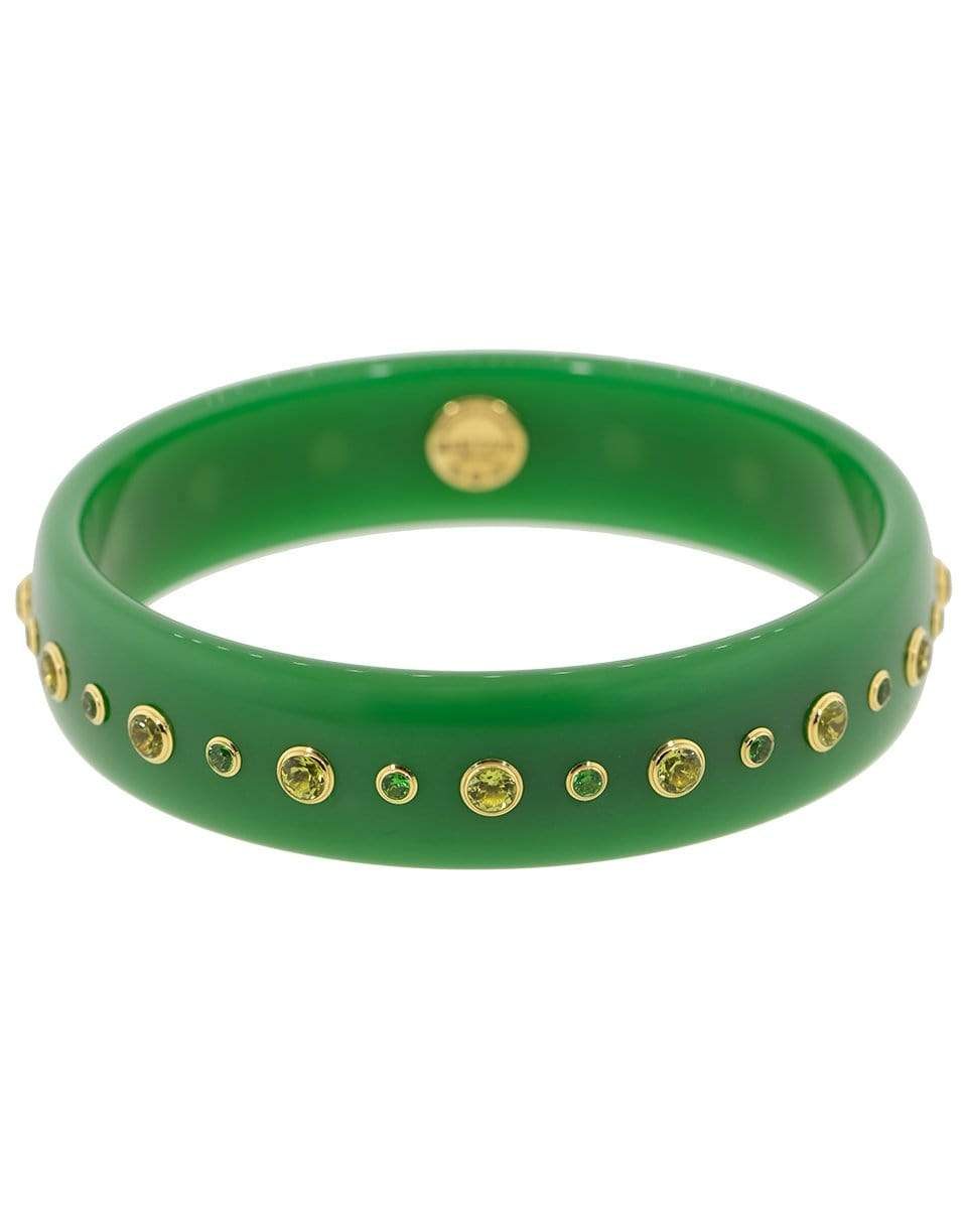 MARK DAVIS-Green Peridot and Topaz Bakelite Bangle-YELLOW GOLD