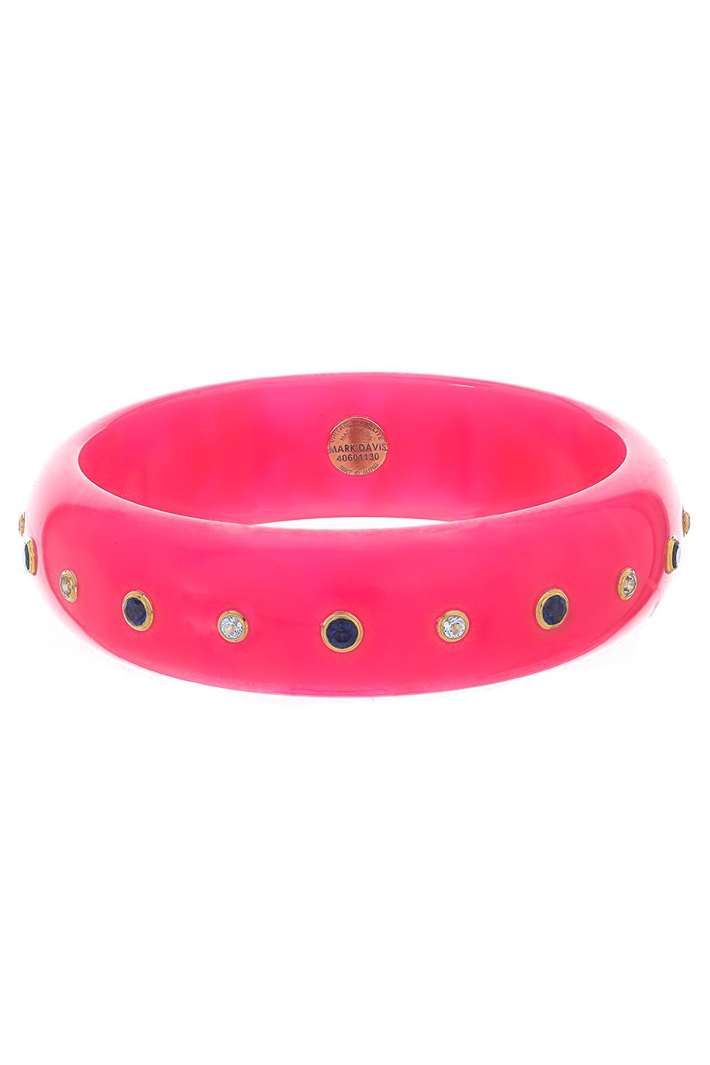 MARK DAVIS-Iolite Topaz Pink Bakelite Bangle-YELLOW GOLD