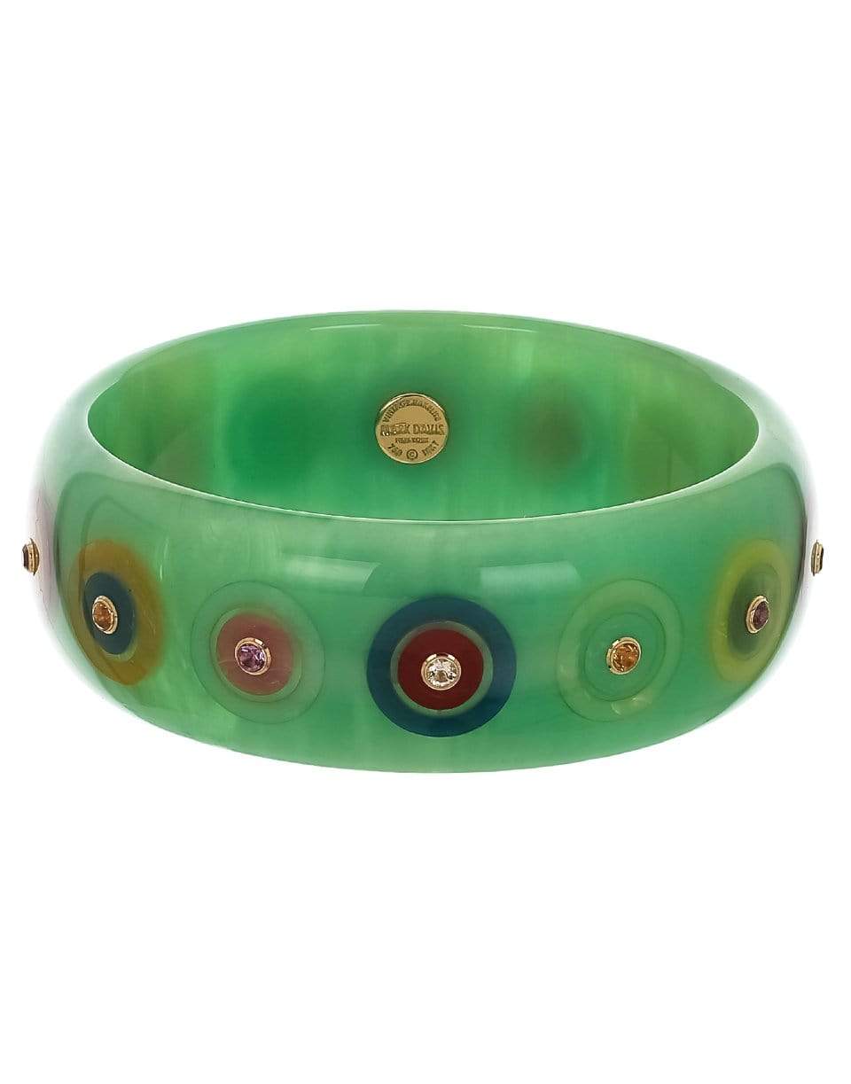 MARK DAVIS-Multi Stone Green Bakelite Bangle-YELLOW GOLD