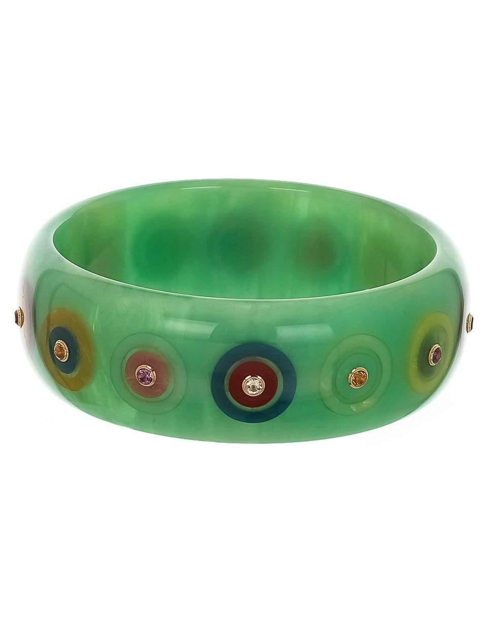 MARK DAVIS-Multi Stone Green Bakelite Bangle-YELLOW GOLD