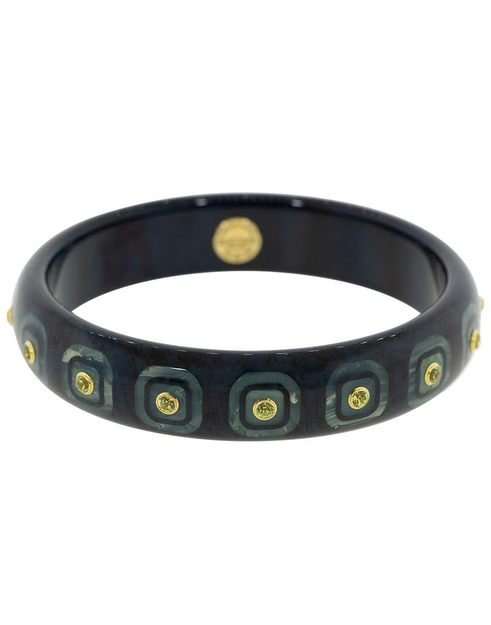 MARK DAVIS-Peridot Blue Bakelite Bangle-YELLOW GOLD