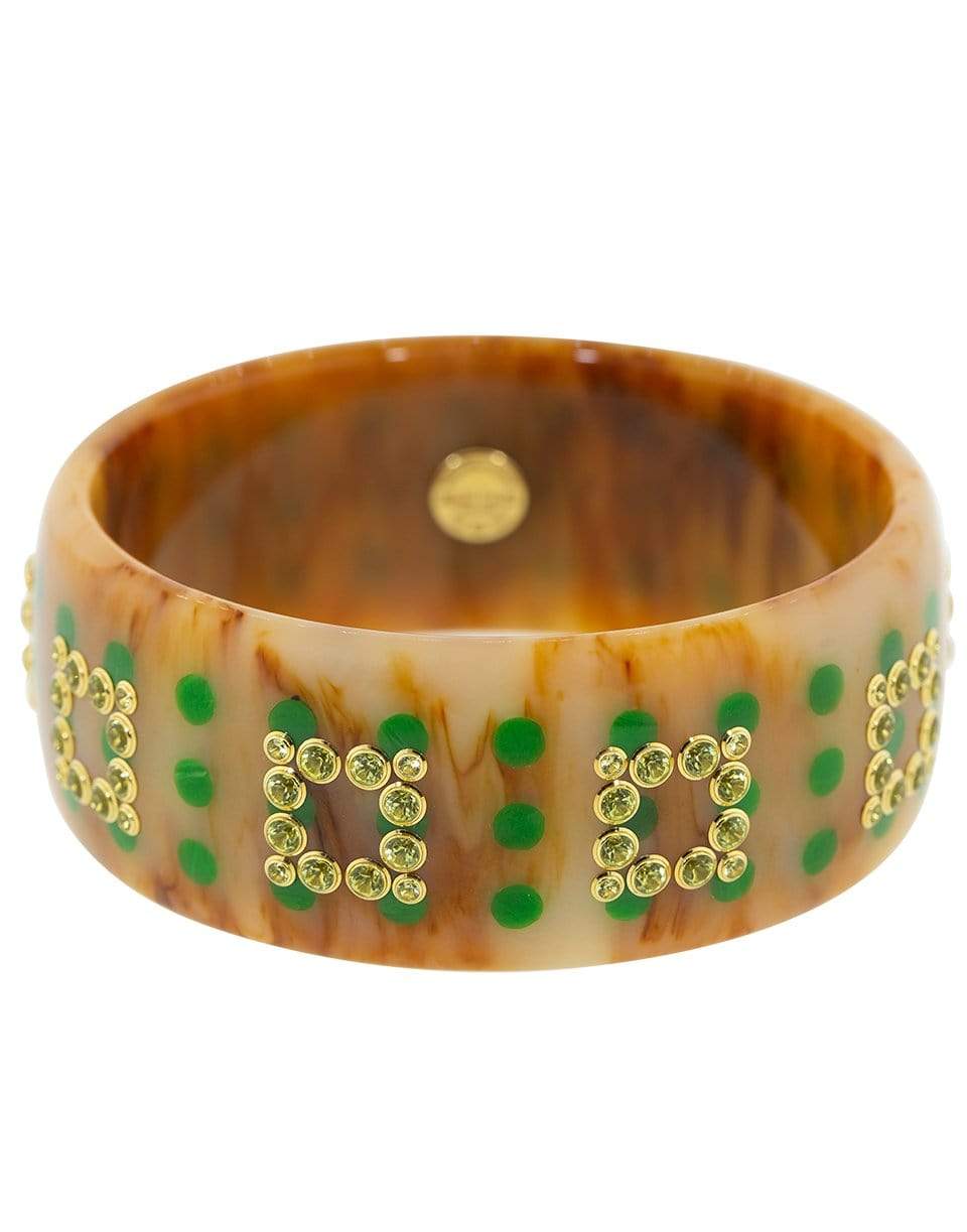 MARK DAVIS-Peridot Brown and Green Bakelite Bangle-YELLOW GOLD