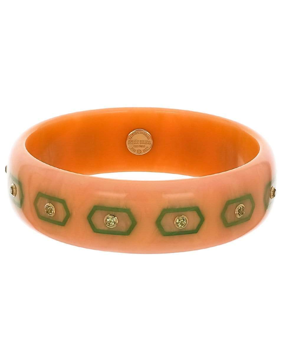 MARK DAVIS-Peridot Peach Bakelite Bangle-YELLOW GOLD