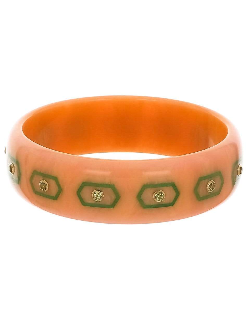 MARK DAVIS-Peridot Peach Bakelite Bangle-YELLOW GOLD