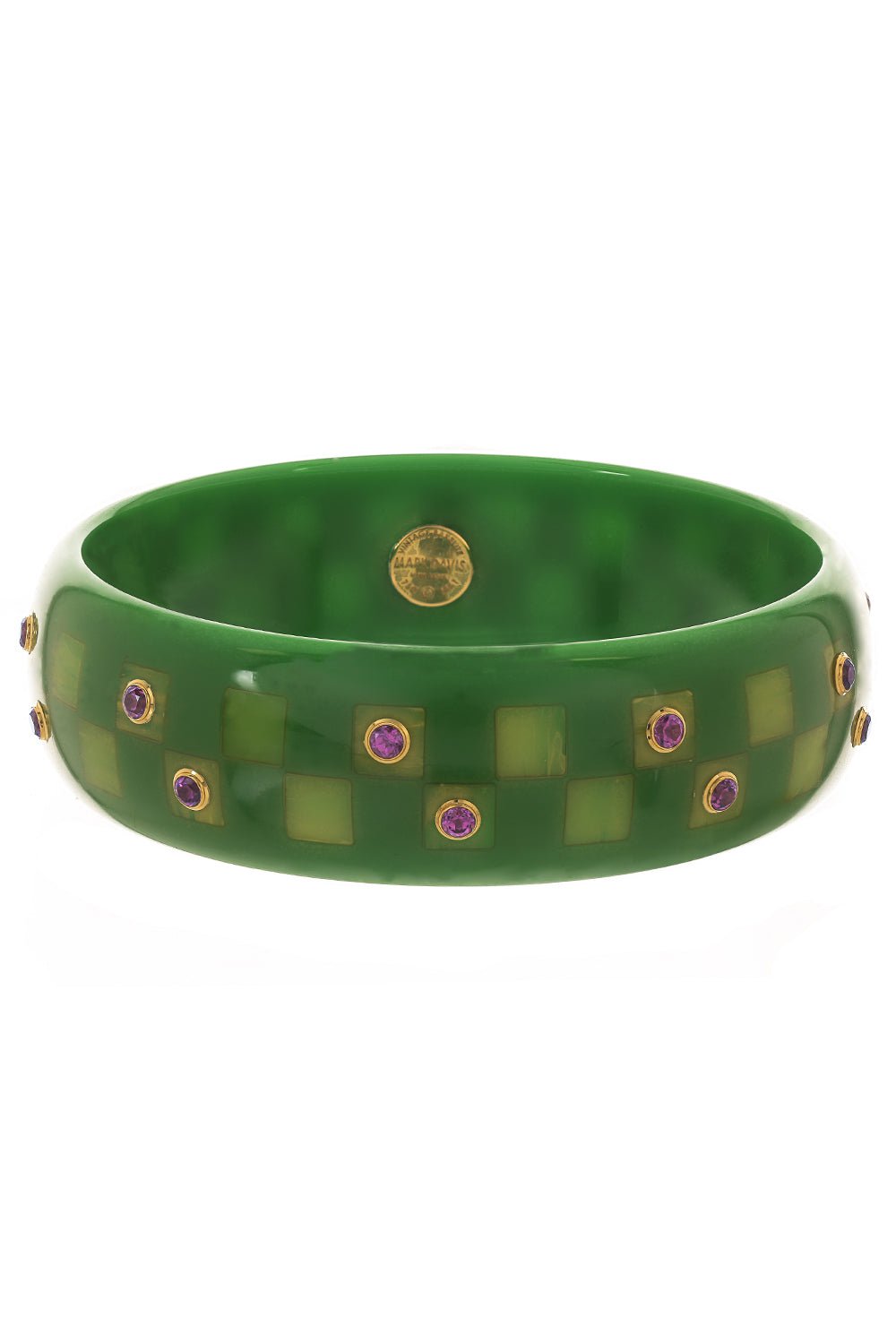 MARK DAVIS-Rhodolite Garnet Green Bakelite Bangle-YELLOW GOLD