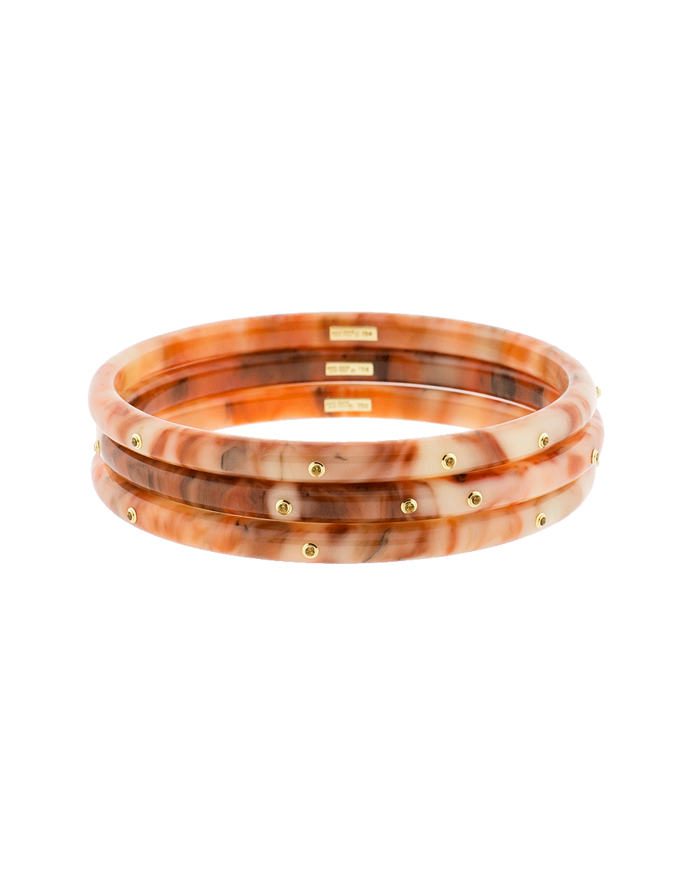 MARK DAVIS-Set Of Three Orange Multi Color Bakelite Bangles-YELLOW GOLD