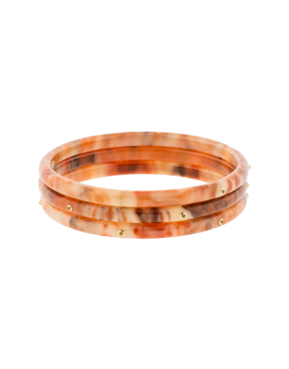 MARK DAVIS-Set Of Three Orange Multi Color Bakelite Bangles-YELLOW GOLD