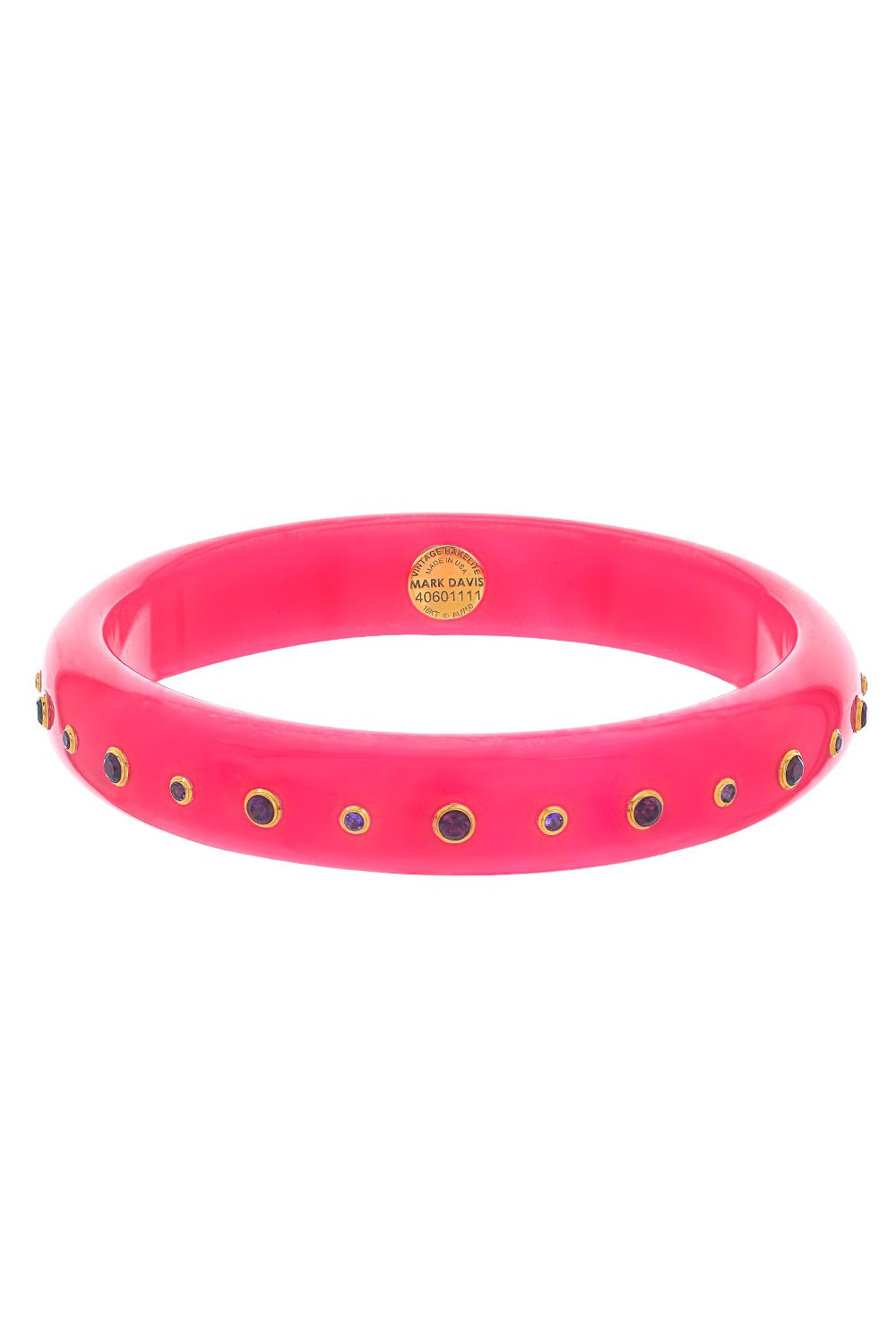 MARK DAVIS-Small Amethyst Pink Bakelite Bangle Bracelet-YELLOW GOLD