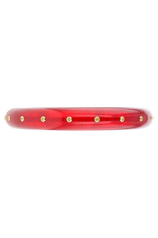 MARK DAVIS-Small Yellow Sapphire Red Bakelite Bangle-YELLOW GOLD