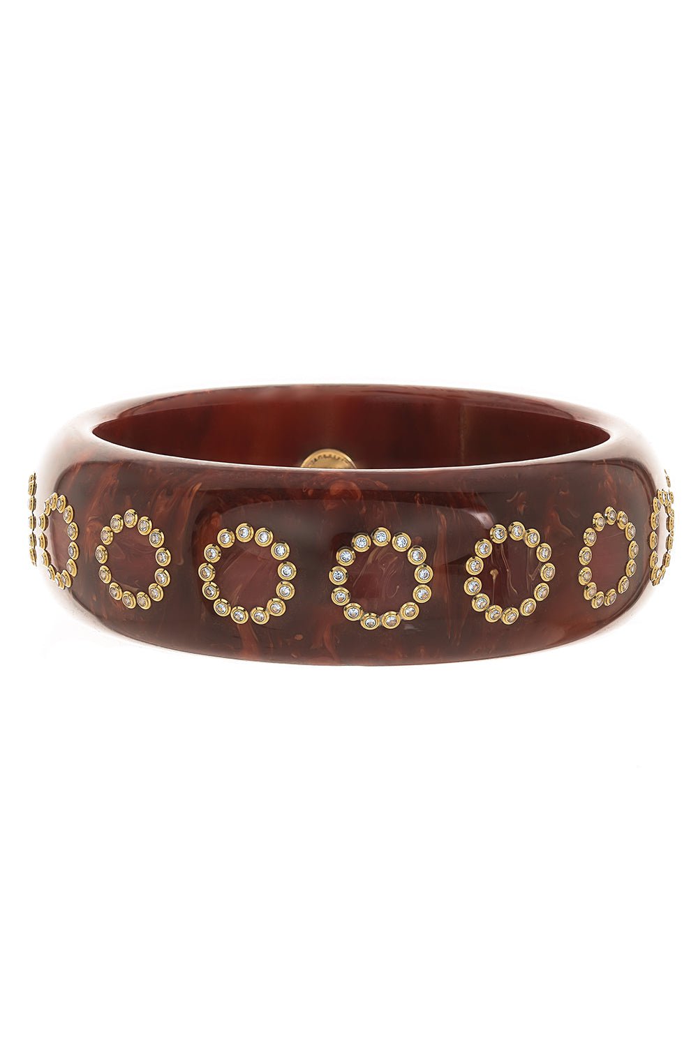 MARK DAVIS-White Sapphire Burgundy Bakelite Bangle-YELLOW GOLD