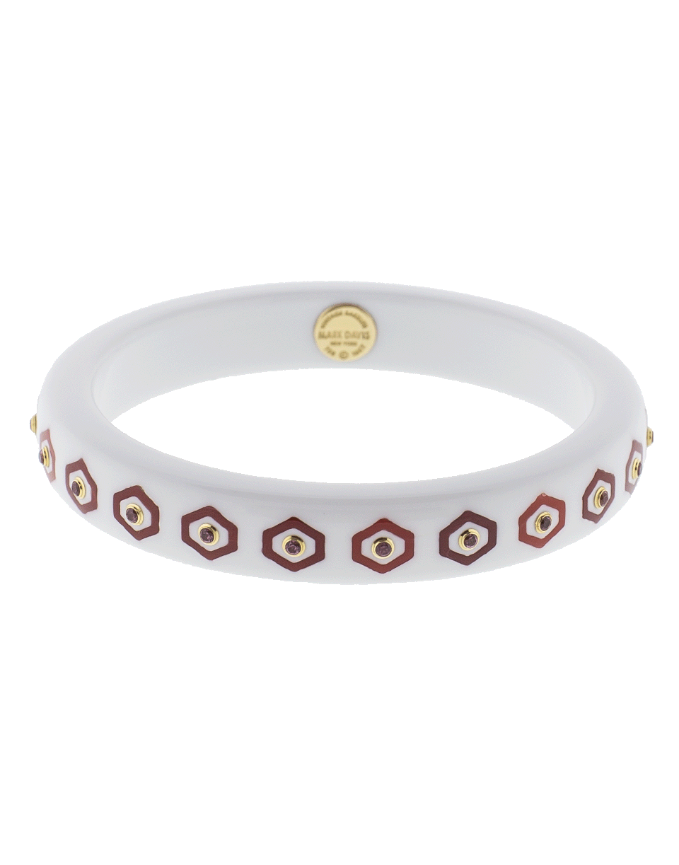 MARK DAVIS-White Staron And Burgundy Bakelite Bangle-YELLOW GOLD
