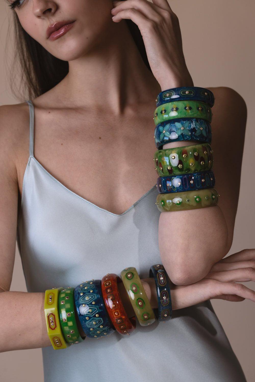 White Topaz Blue Bakelite Bangle | MARK DAVIS – Marissa Collections
