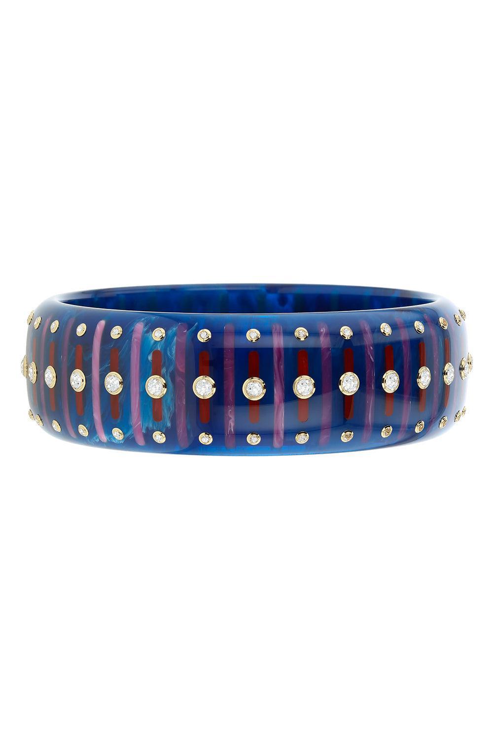 MARK DAVIS-White Topaz Blue Bakelite Bangle-YELLOW GOLD