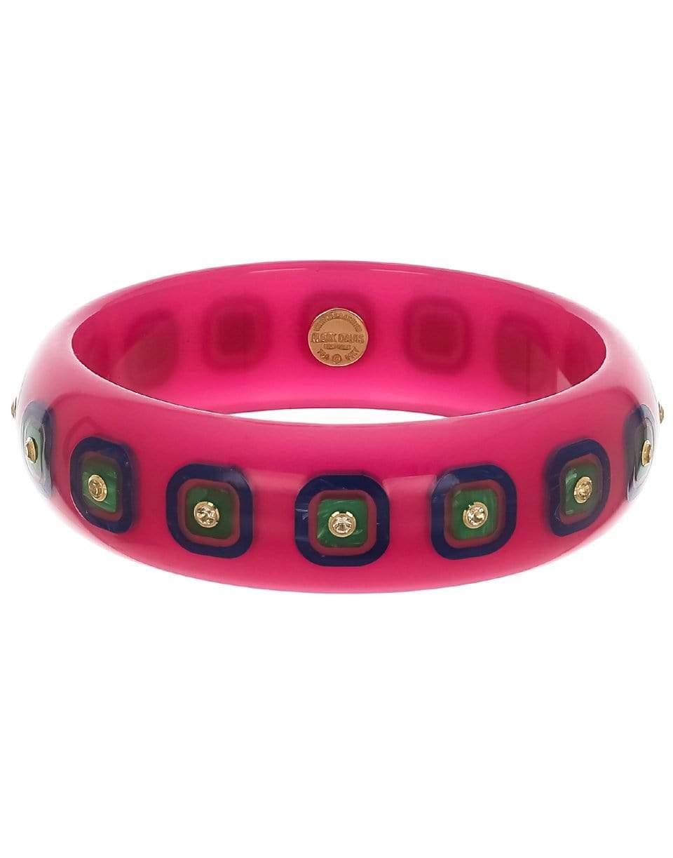 MARK DAVIS-White Topaz Magenta Bakelite Bangle-YELLOW GOLD