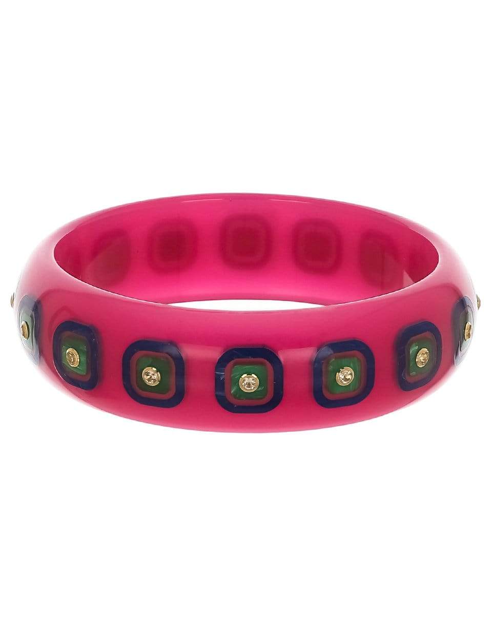 MARK DAVIS-White Topaz Magenta Bakelite Bangle-YELLOW GOLD
