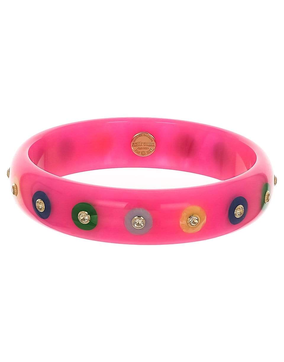 MARK DAVIS-White Topaz Pink & Multi Color Bakelite-YELLOW GOLD