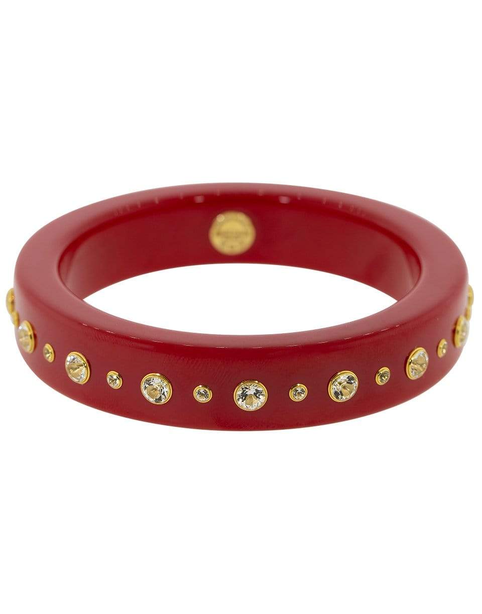 MARK DAVIS-White Topaz Red Bakelite Bangle-YELLOW GOLD