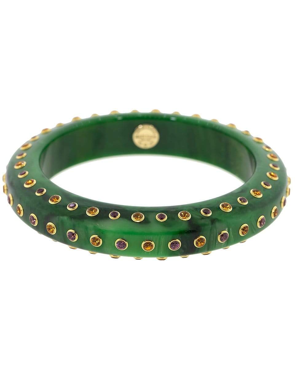 MARK DAVIS-Yellow Gold Green Citrine and Garnet Bakelite Bangle-YELLOW GOLD