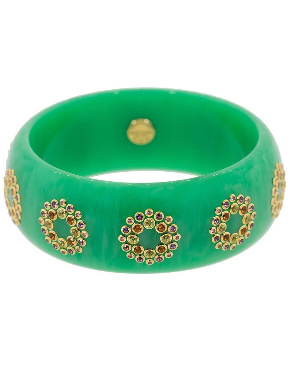 MARK DAVIS-Yellow Gold Green Multi Gemstone Bakelite Bangle-YELLOW GOLD
