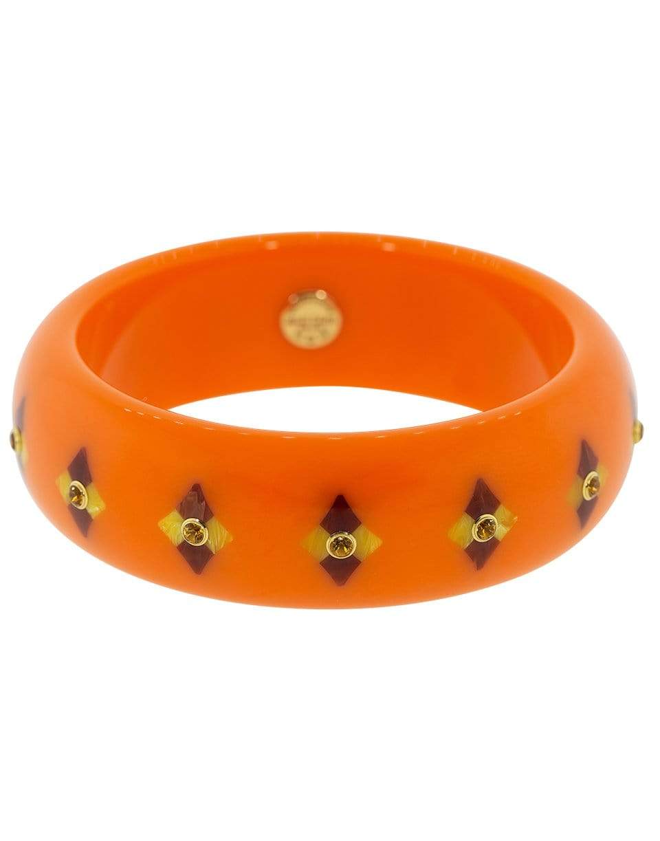 MARK DAVIS-Yellow Sapphire Orange and Burgundy Bakelite Bangle-YELLOW GOLD