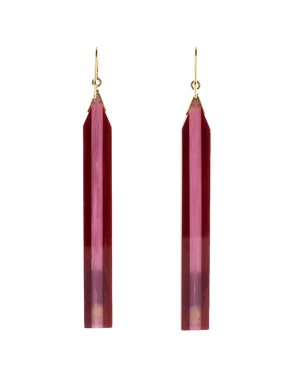 MARK DAVIS-Pink And Burgundy Bakelite Earrings-YELLOW GOLD