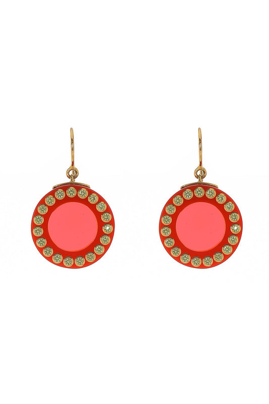 MARK DAVIS-Yellow Sapphire Red Bakelite Earrings-YELLOW GOLD