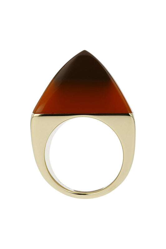 MARK DAVIS-Brown Bakelite Kendall Ring-YELLOW GOLD