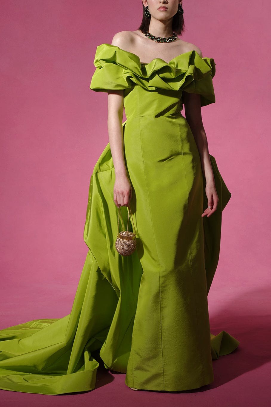 MARKARIAN-Etta Ruffle Gown With Train-CHARTREU