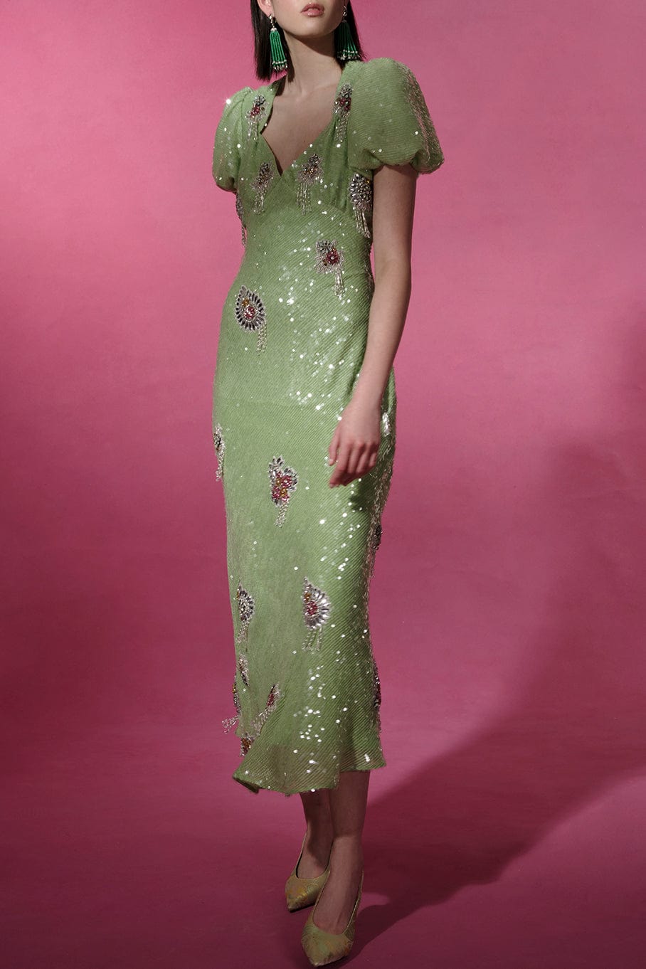 MARKARIAN-Titian Crystal Embellished Sequin Cocktail Dress-