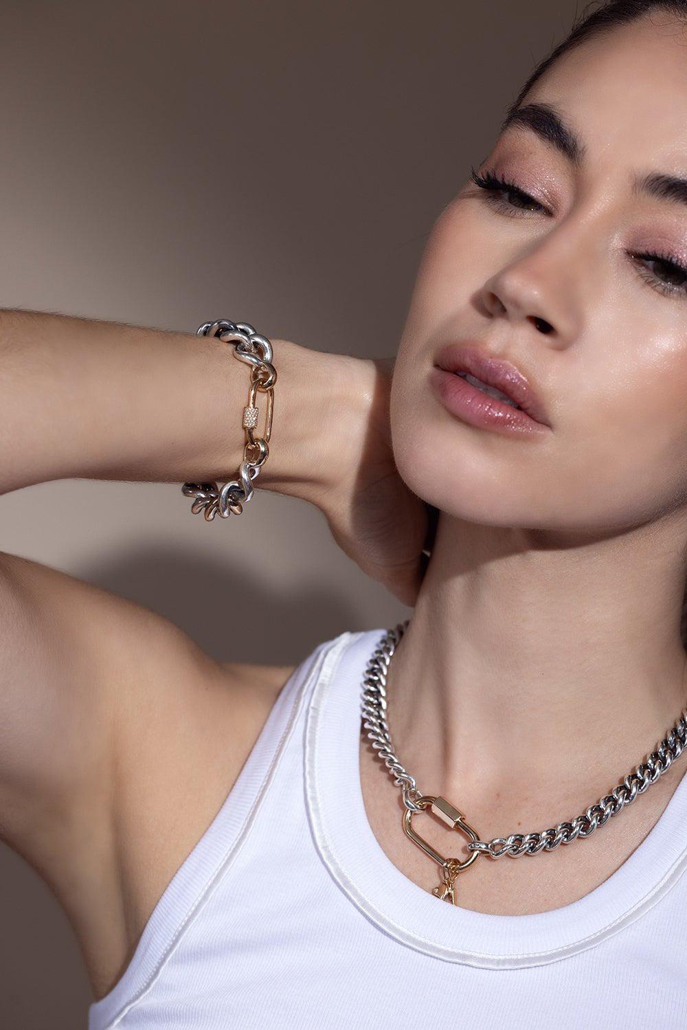 MARLA AARON-Mega Curb Chain Bracelet - Silver-SILVER