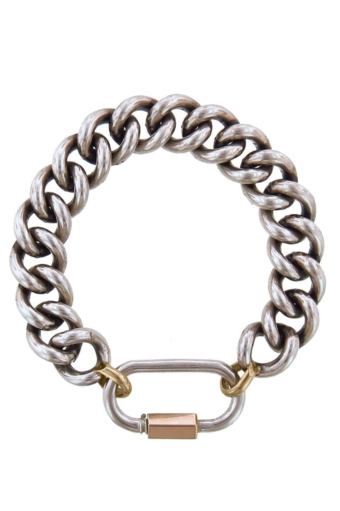 MARLA AARON-Silver and Yellow Gold Mega Curb Chain Bracelet-SILVER