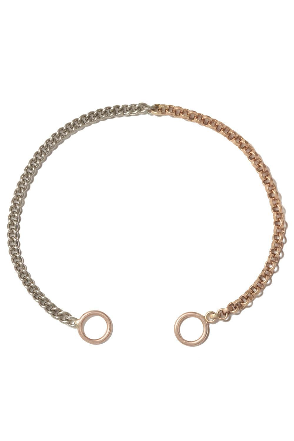 Mixed Up Half And Half Chain Bracelet-SLVR/YG-6-JEWELRYFINE JEWELBRACELET O-MARLA AARON