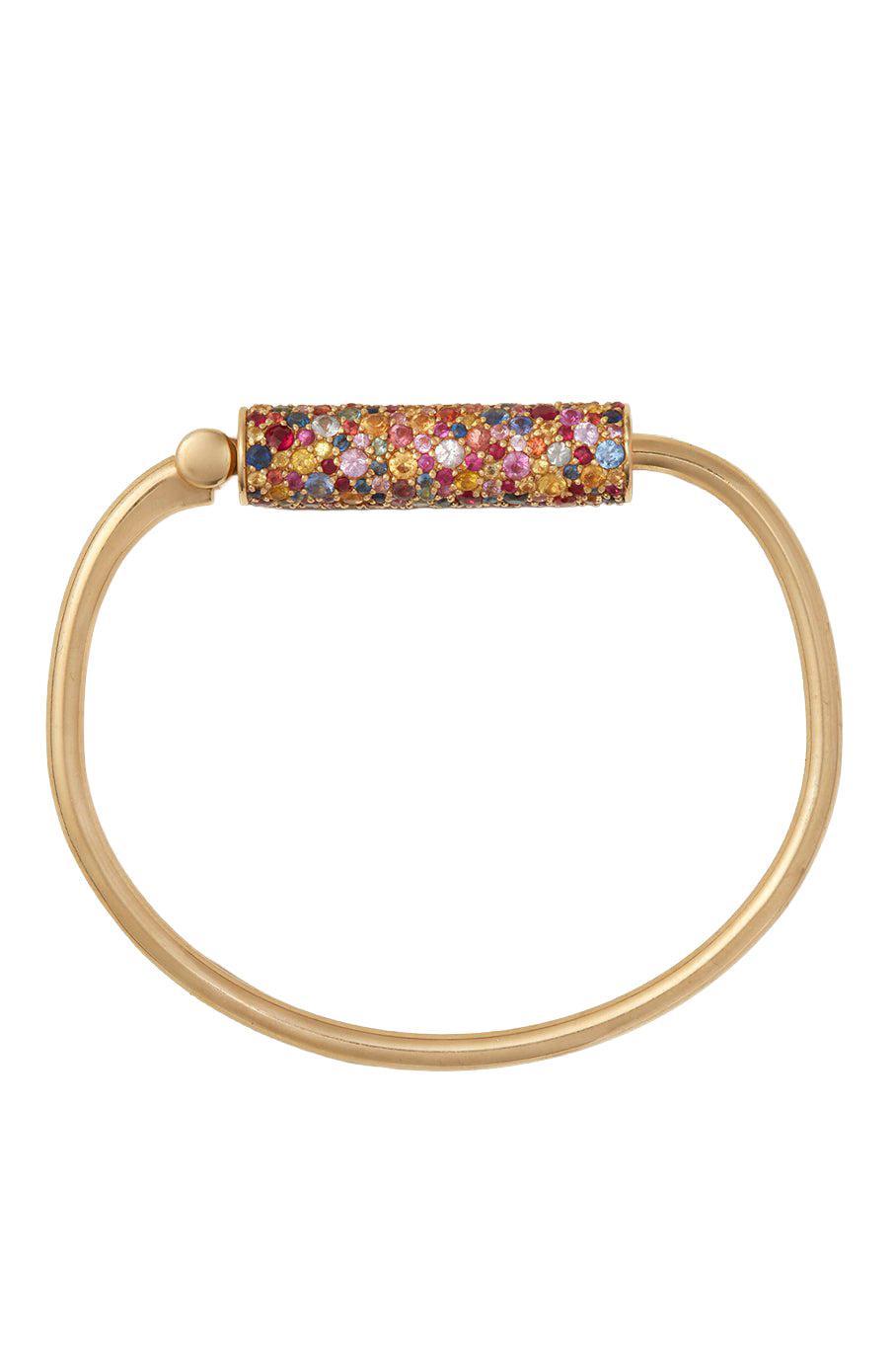 Stoned Trundle Lock Bracelet-YELLOW GOLD-JEWELRYFINE JEWELBRACELET O-MARLA AARON
