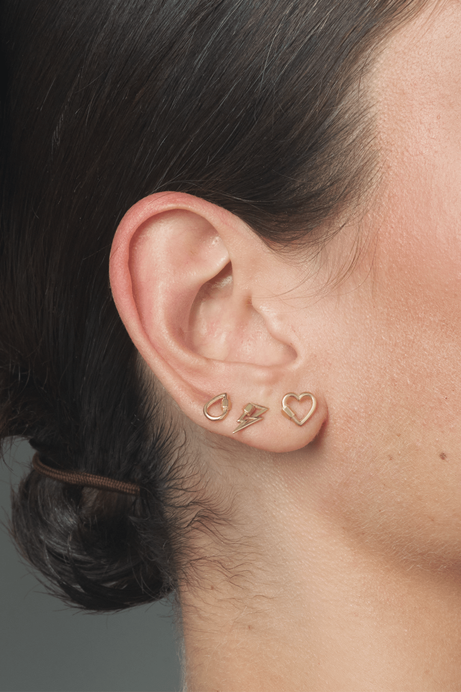 MARLA AARON-Drop Lockette Single Stud-YELLOW GOLD