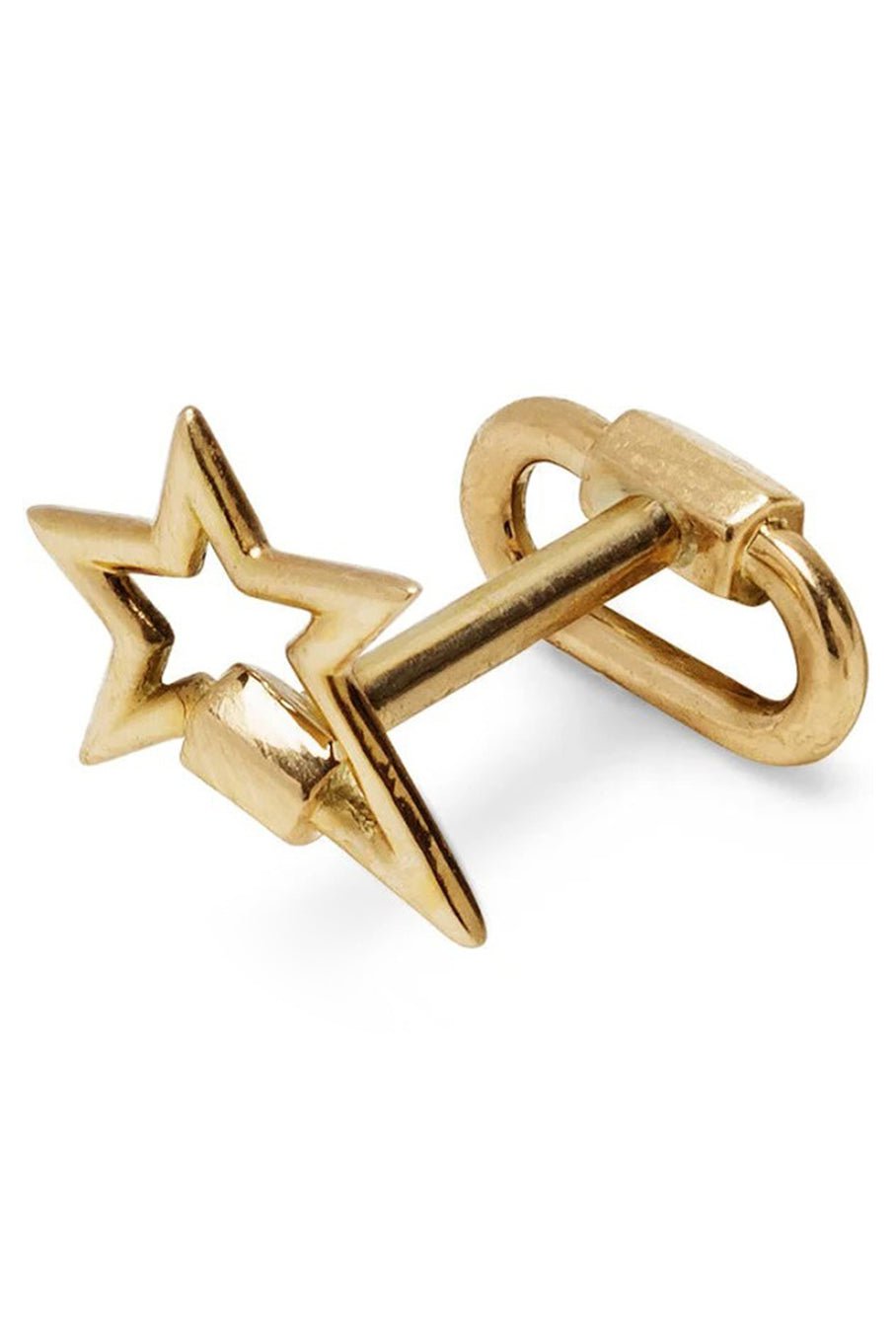 MARLA AARON-Star Lockette Single Stud-YELLOW GOLD