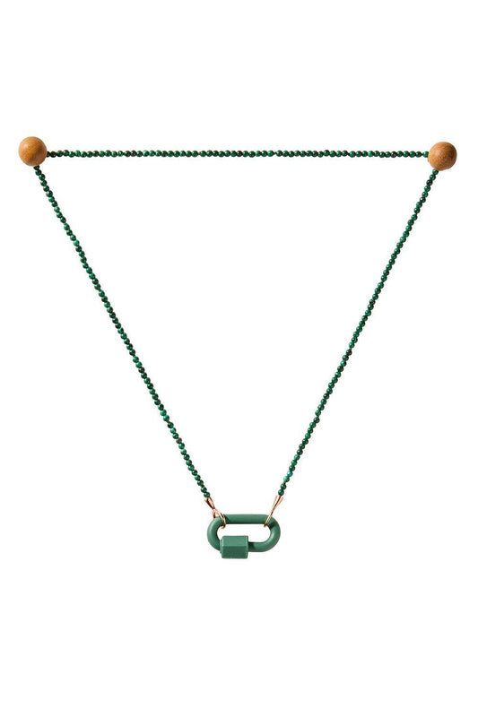 Malachite Tone On Tone Rubber Lock Necklace-ROSE GOLD-16-JEWELRYFINE JEWELNECKLACE O-MARLA AARON