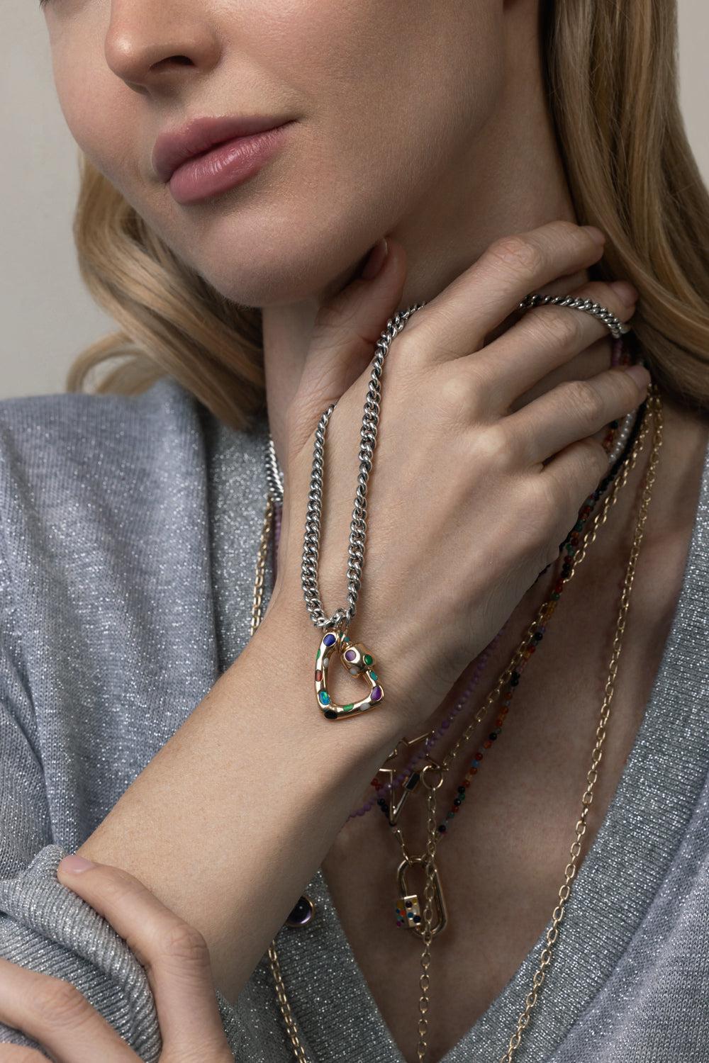 Mini Mega Mixed Curb Chain-SILVER-16-JEWELRYFINE JEWELNECKLACE O-MARLA AARON