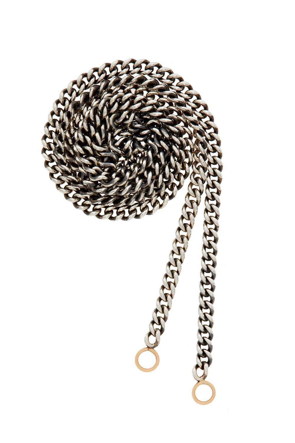 Mixed Metal Heavy Curb Chain Necklace - 15in-SILVER-15-JEWELRYFINE JEWELNECKLACE O-MARLA AARON