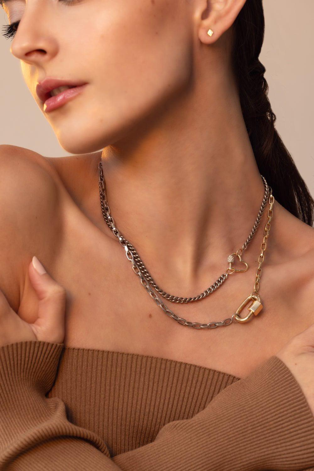 MARLA AARON-Heavy Curb Chain with Yellow Gold Loops-SILVER