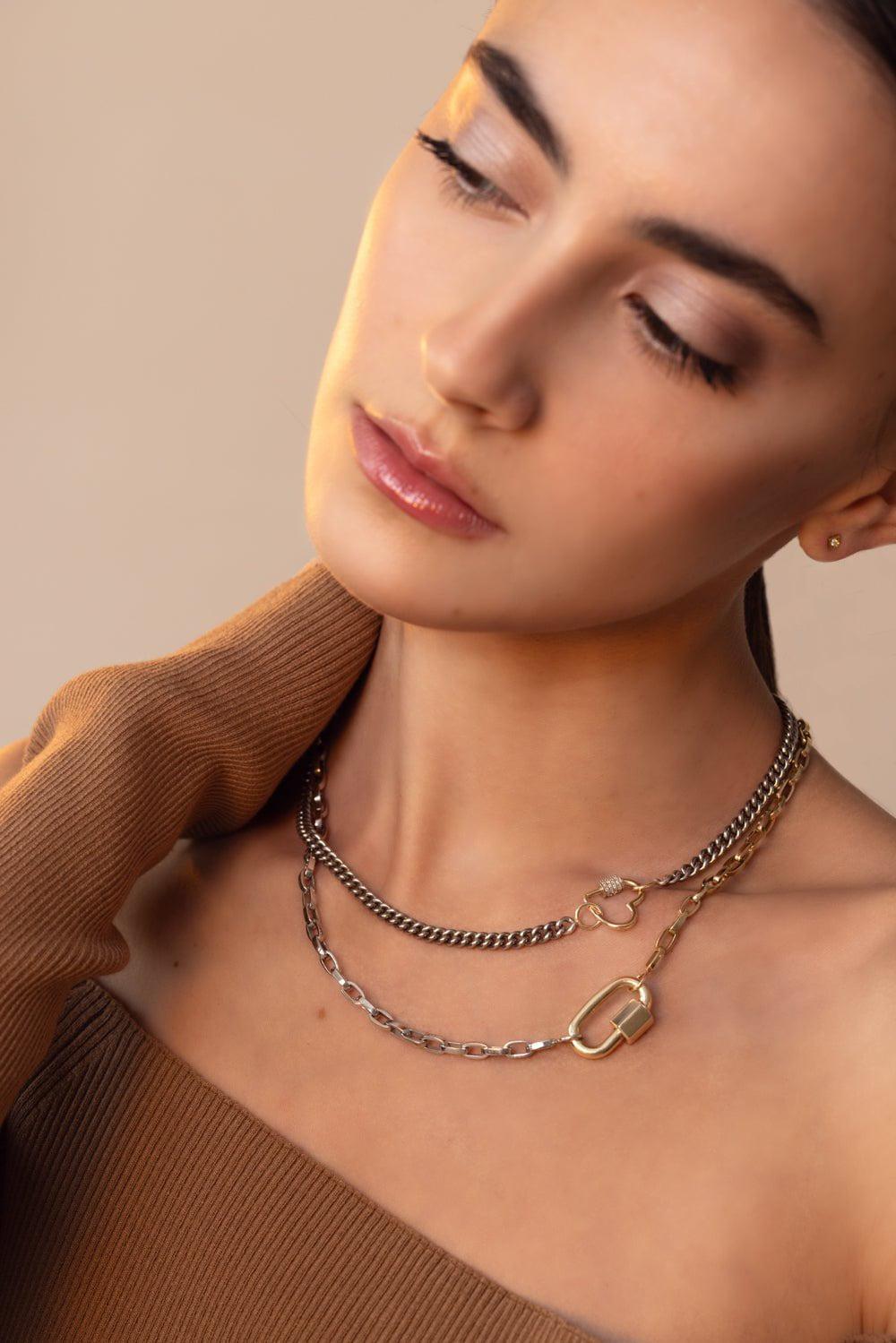 MARLA AARON-Heavy Curb Chain with Yellow Gold Loops-SILVER